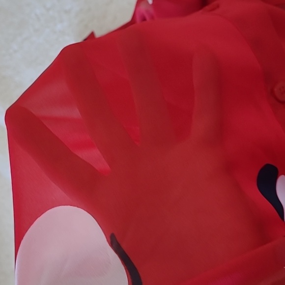 NEW Vintage Liz Baker Tunic Top Semi-sheer Chiffon Bright Red Poppies Print Lrge - Picture 6 of 9